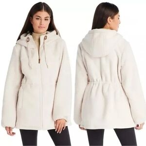 Koolaburra by UGG Hooded Sherpa Fleece Anorak Cinch Waist Jacket New With Tag